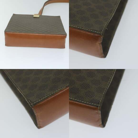 CELINE Macadam Canvas Shoulder Bag Pvc Leather Brown - Picture 10 of 12